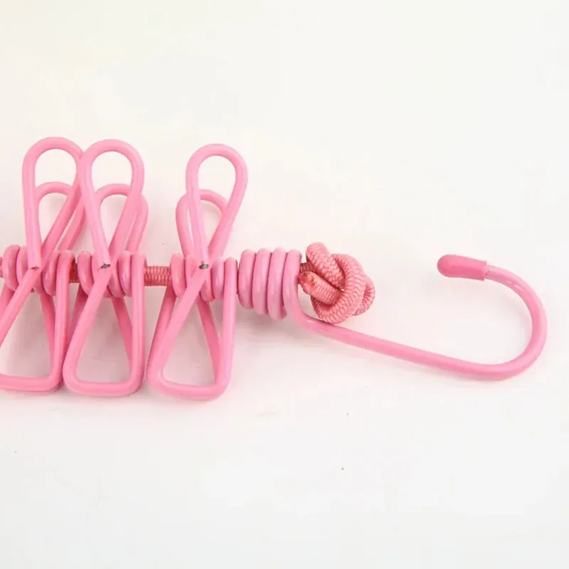 Corde à linge portable rétractable avec 12 pinces, séchoir à vêtements, support de séchage pour extérieur 5