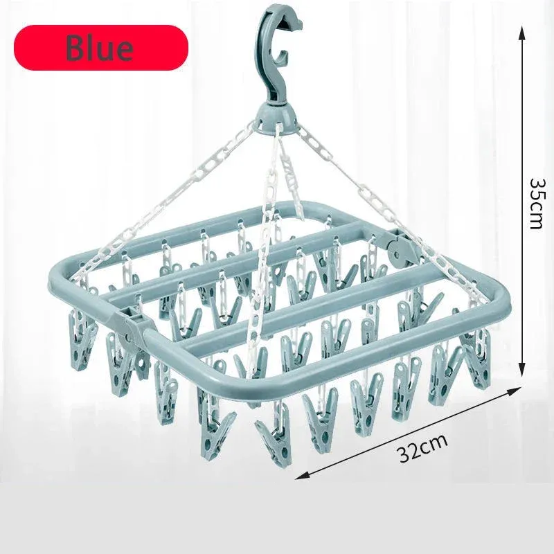 Cintre de séchage pliable avec 32 pinces pour chaussettes, soutiens-gorge, serviettes, sous-vêtements et vêtements de bébé 7