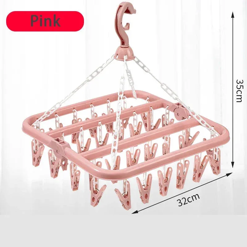 Cintre de séchage pliable avec 32 pinces pour chaussettes, soutiens-gorge, serviettes, sous-vêtements et vêtements de bébé 9