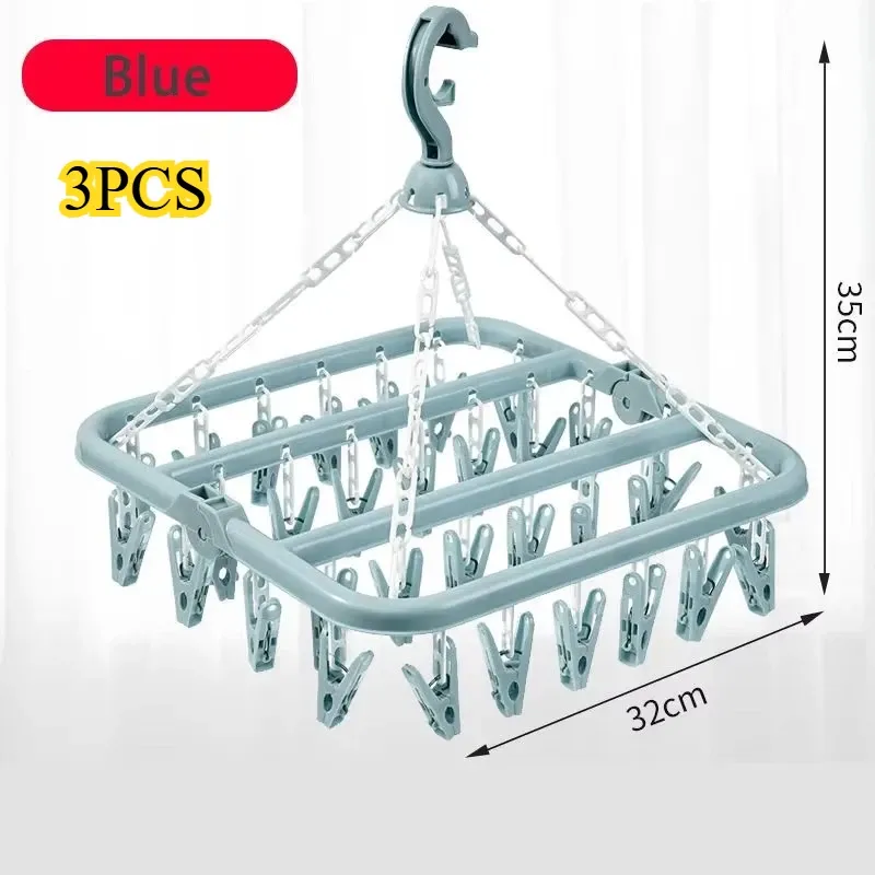 Cintre de séchage pliable avec 32 pinces pour chaussettes, soutiens-gorge, serviettes, sous-vêtements et vêtements de bébé 8
