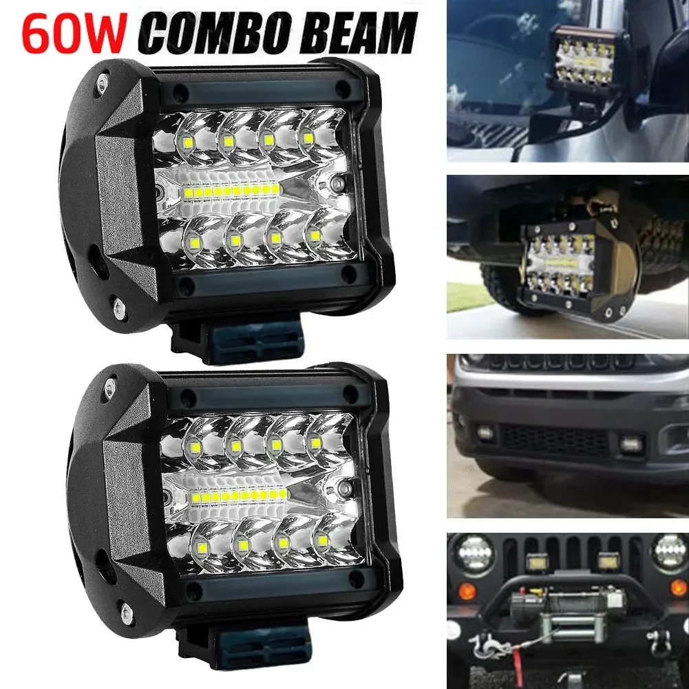 Barre LED 12V 60W tout-terrain, éclairage combiné spot et inondation, lumière de travail pour camion, voiture, SUV, VTT, UTV et 4x4 1