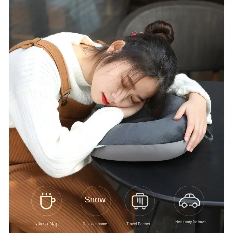 Oreiller en U en mousse à mémoire de forme, pour voyages en avion et en voiture 4