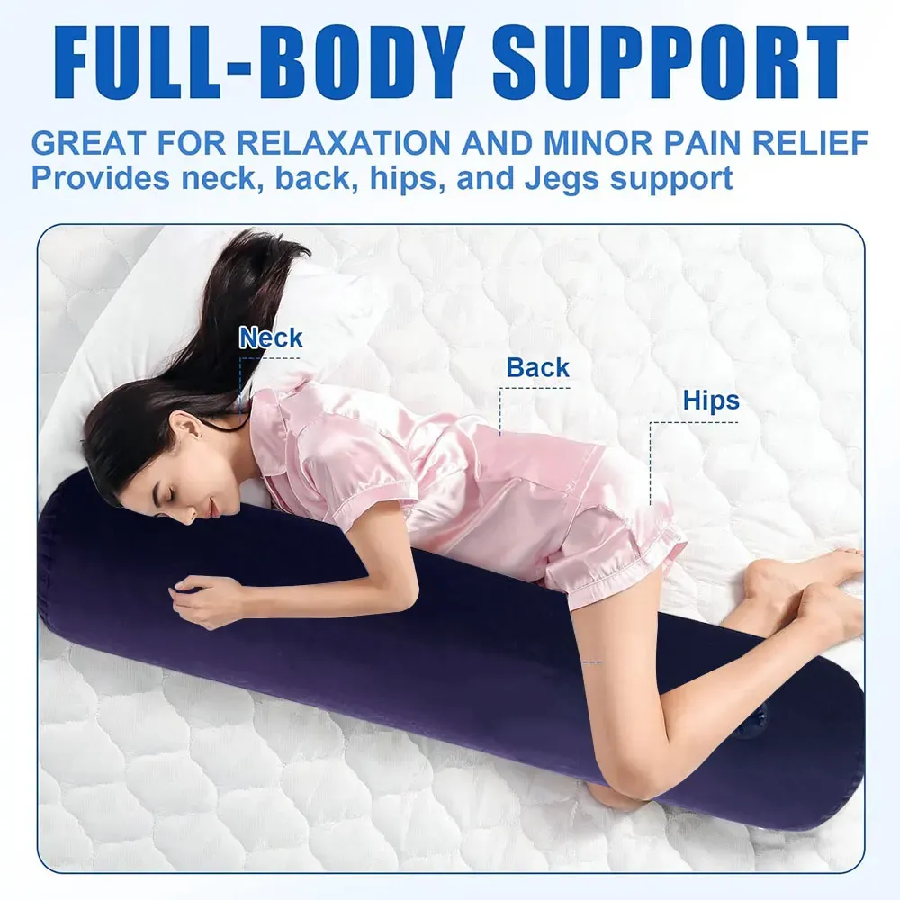 Coussin cylindrique gonflable pour le soutien du cou, du dos et des jambes, portable 5