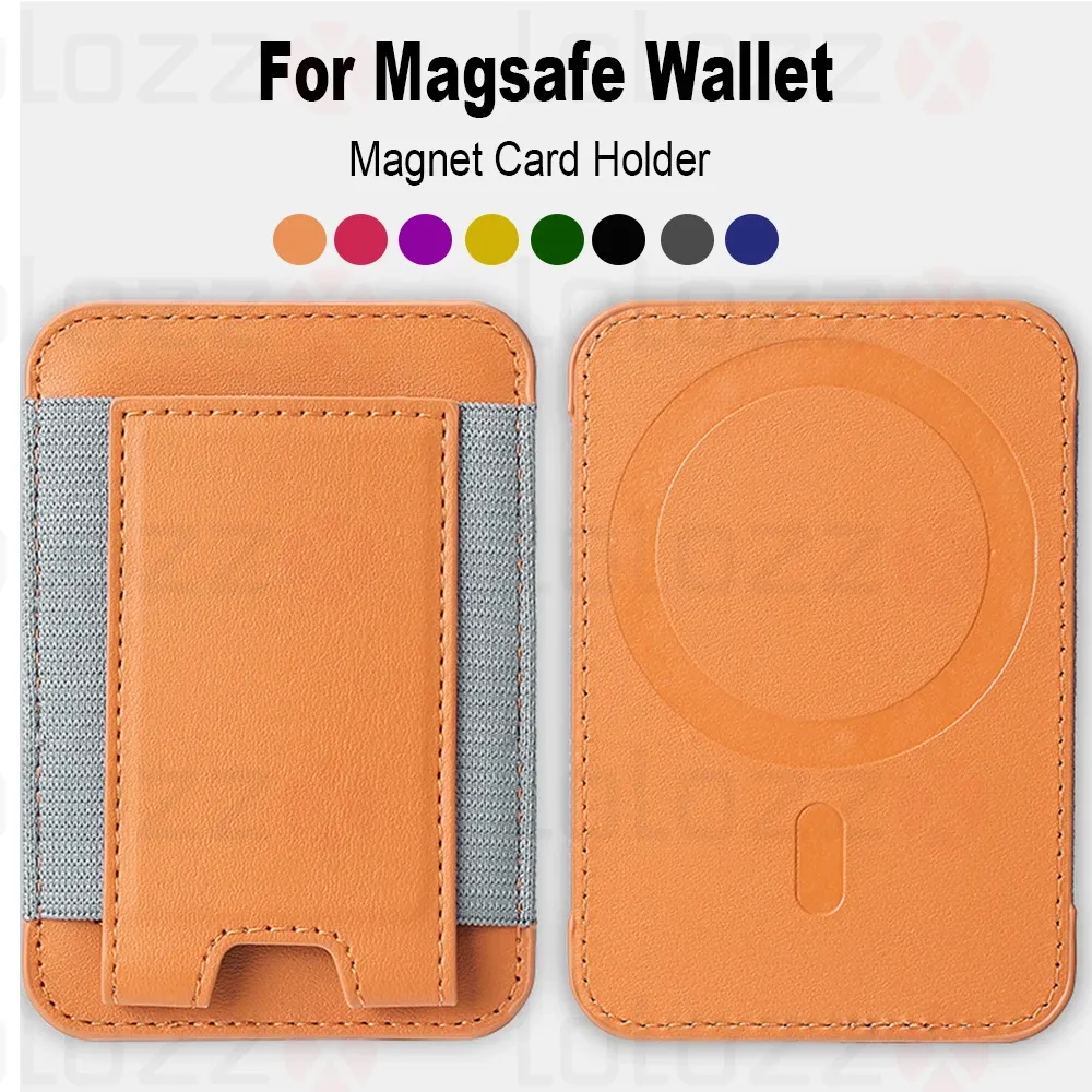 Étui en cuir à motif élastique avec porte-cartes et compatibilité MagSafe pour iPhone 13, 14, 15, 16, 17, 18 Pro Max et S26 Ultra, housse magnétique