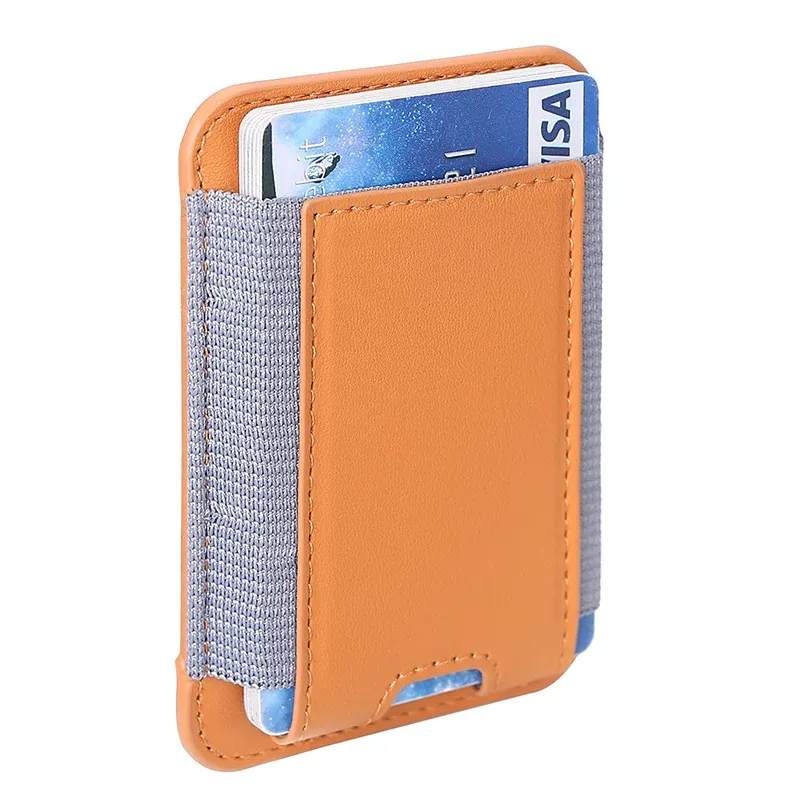 Étui en cuir à motif élastique avec porte-cartes et compatibilité MagSafe pour iPhone 13, 14, 15, 16, 17, 18 Pro Max et S26 Ultra, housse magnétique 6