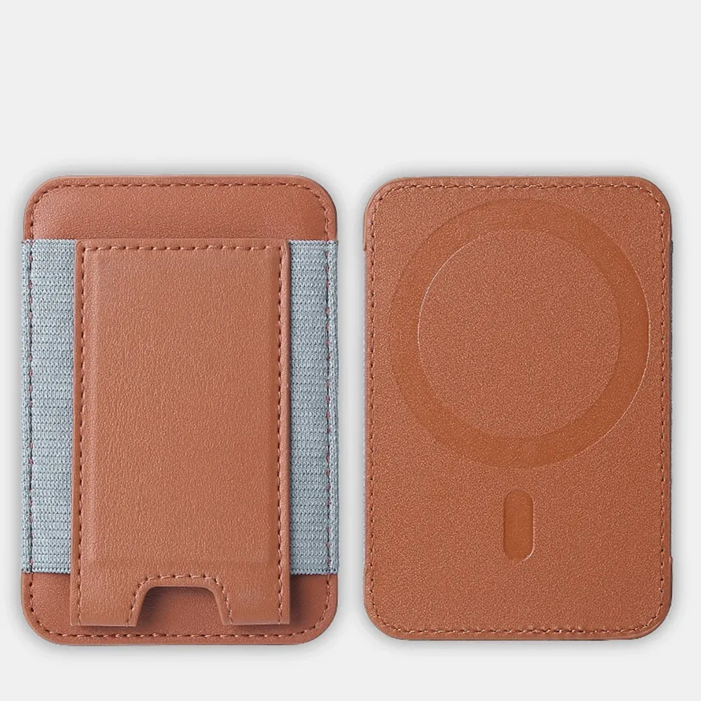 Étui en cuir à motif élastique avec porte-cartes et compatibilité MagSafe pour iPhone 13, 14, 15, 16, 17, 18 Pro Max et S26 Ultra, housse magnétique 8