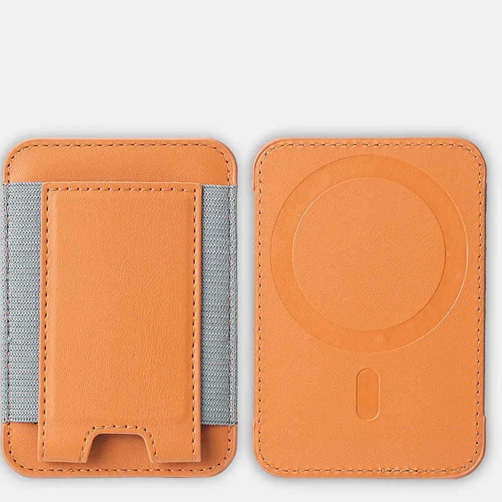 Étui en cuir à motif élastique avec porte-cartes et compatibilité MagSafe pour iPhone 13, 14, 15, 16, 17, 18 Pro Max et S26 Ultra, housse magnétique 9