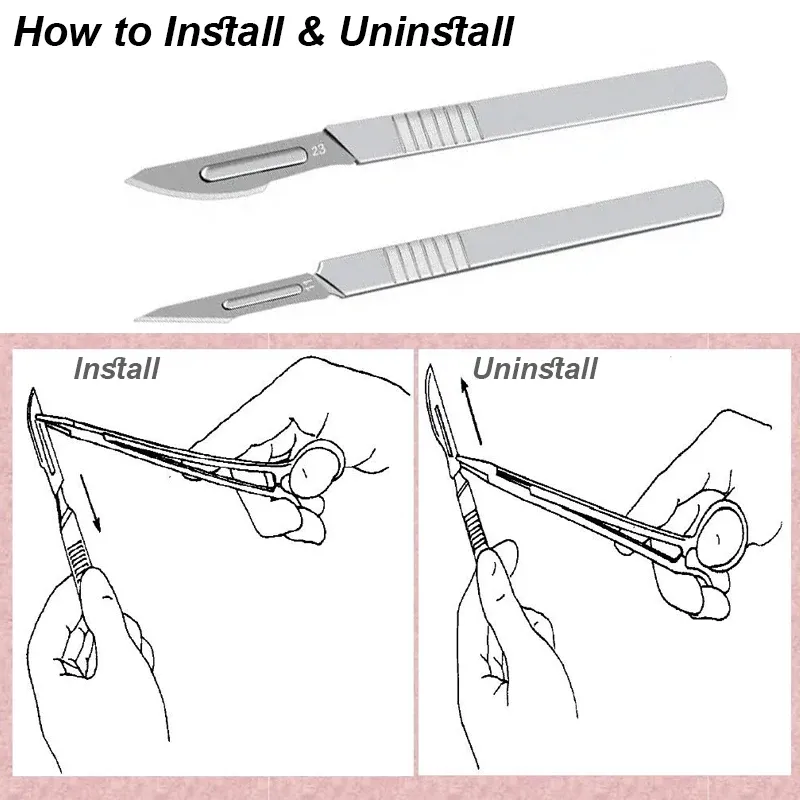 Staacquaring Ensemble de couteaux en acier au carbone avec lames de scalpel n° 11, 23 pièces, manche et boîte en métal 3