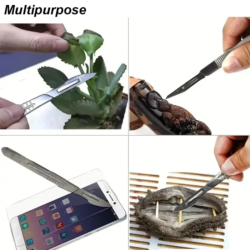 Staacquaring Ensemble de couteaux en acier au carbone avec lames de scalpel n° 11, 23 pièces, manche et boîte en métal 6