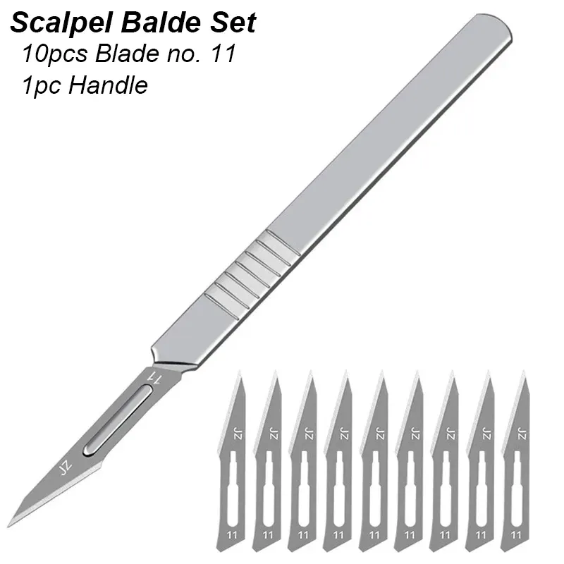 Staacquaring Ensemble de couteaux en acier au carbone avec lames de scalpel n° 11, 23 pièces, manche et boîte en métal 8