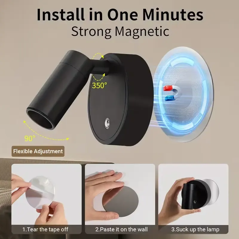 Lampe murale d'intérieur rechargeable