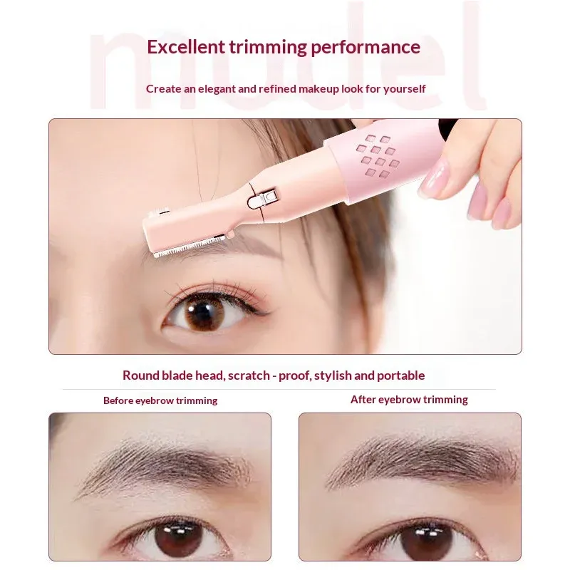 Tondeuse à sourcils électrique portable à double tête de coupe, rasoir de façonnage des sourcils lavable 2