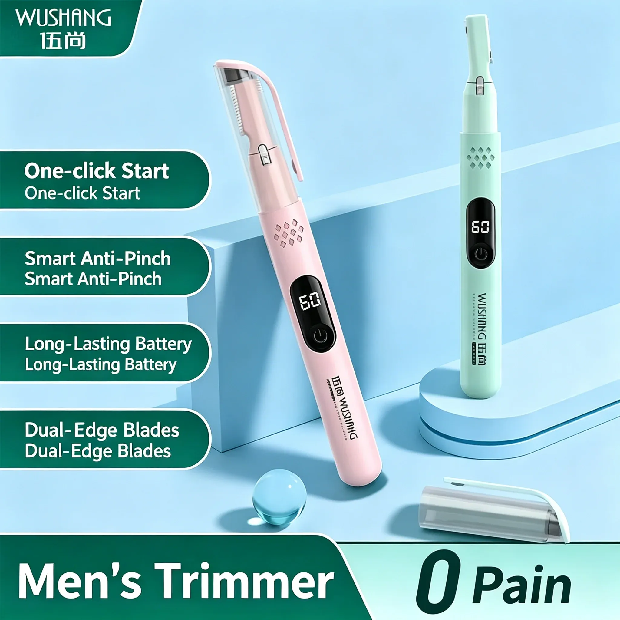 Tondeuse à sourcils électrique portable à double tête de coupe, rasoir de façonnage des sourcils lavable 1