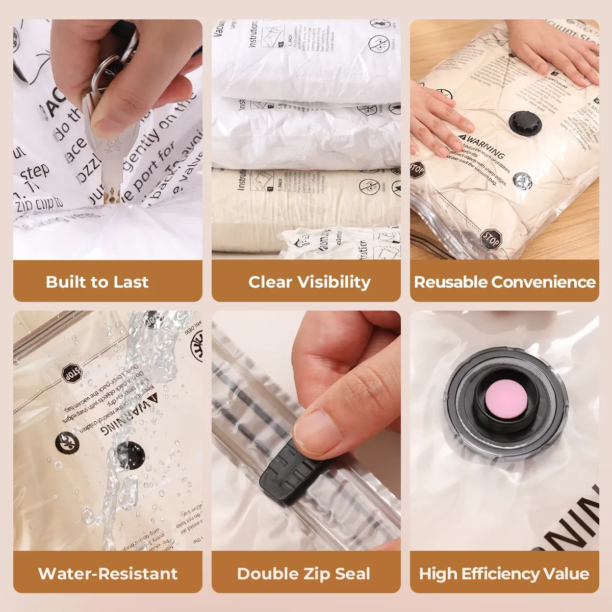 FLEXTAIL Ensemble de 4 sacs sous vide durables et peu encombrants pour vêtements et literie (pompe requise) – Idéal pour les voyages et la maison 4