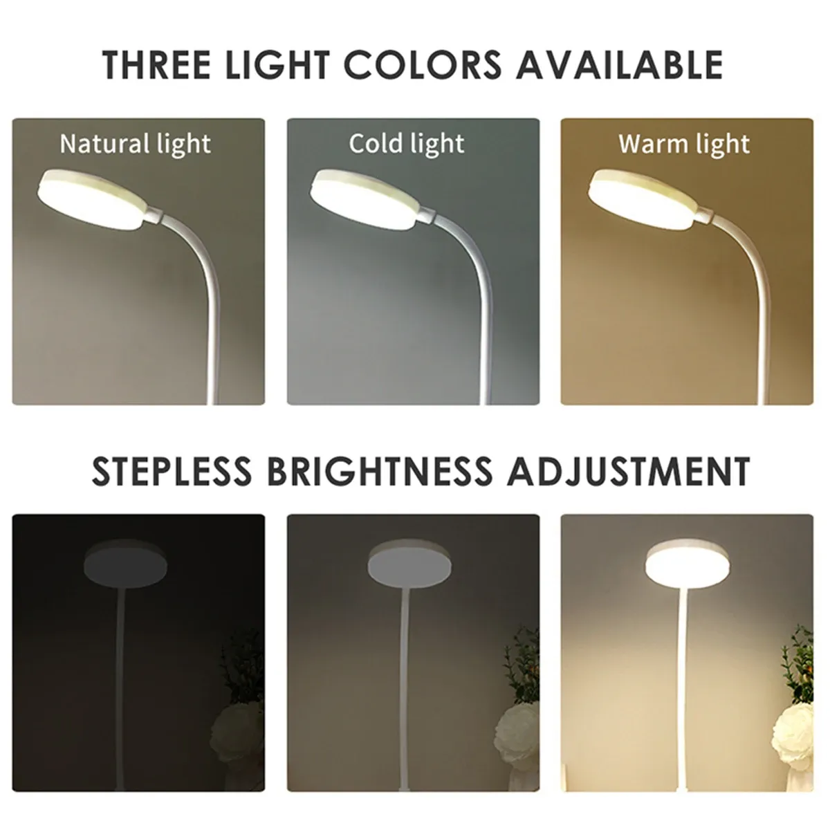 Lampe de bureau LED tactile à 3 niveaux de luminosité, rechargeable par USB, sans fil et portable, pour chambre et chevet 2