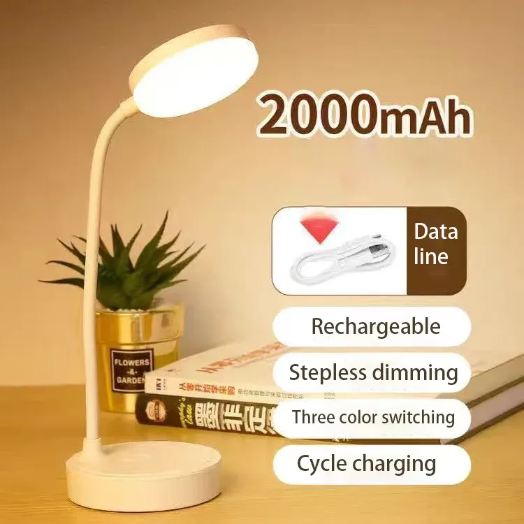 Lampe de bureau LED tactile à 3 niveaux de luminosité, rechargeable par USB, sans fil et portable, pour chambre et chevet 8
