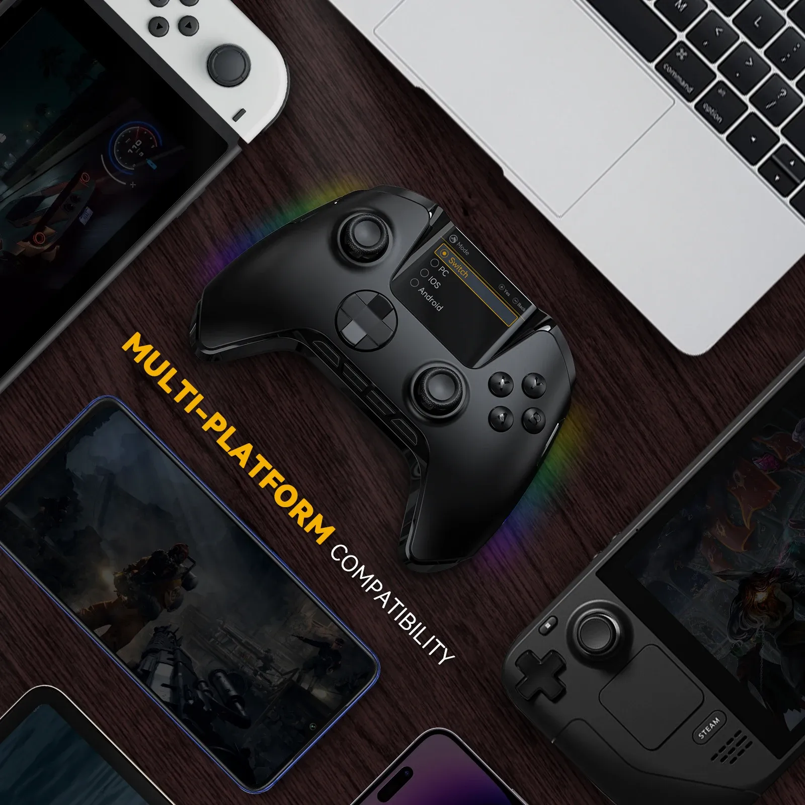 Manette de jeu sans fil interactive Mamba One V2 pour iOS/Android/Switch/PC, à effet Hall, batterie 1800 mAh avec station de charge 5