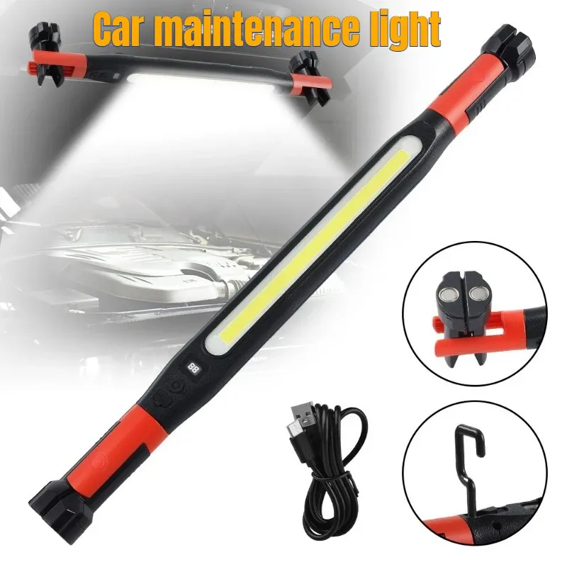 Lampe de travail LED rechargeable à haut lumen avec crochets et base magnétique, pour réparations automobiles d'urgence 2
