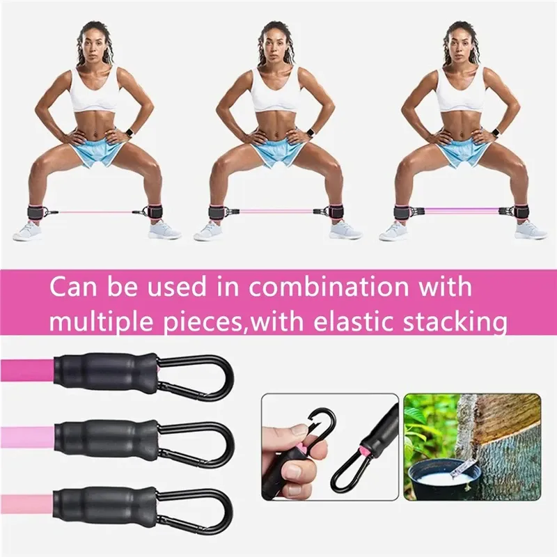 Ensemble de bandes de résistance et sangles de cheville pour le fitness, le yoga et la gymnastique à domicile, pour hommes et femmes 3