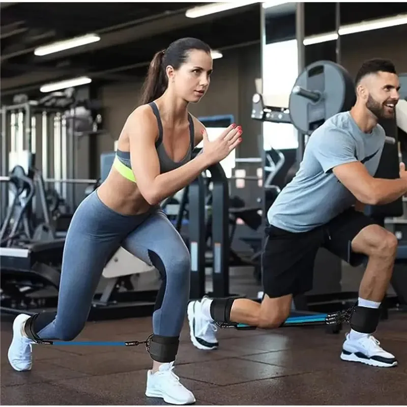 Ensemble de bandes de résistance et sangles de cheville pour le fitness, le yoga et la gymnastique à domicile, pour hommes et femmes 6