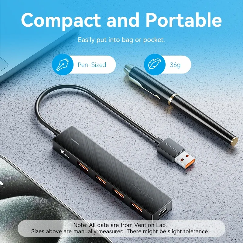 Hub USB 3.2 Gen2 Vention 5 ports, 10 Gbps, USB-A et USB-C, adaptateur multiport pour MacBook, iPad, ordinateur portable et PC de bureau 3