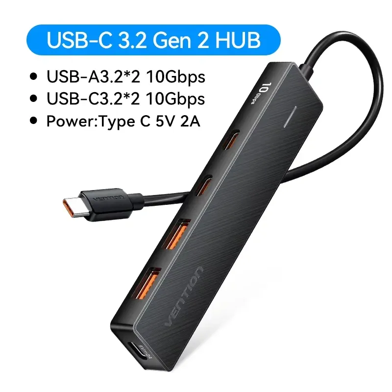 Hub USB 3.2 Gen2 Vention 5 ports, 10 Gbps, USB-A et USB-C, adaptateur multiport pour MacBook, iPad, ordinateur portable et PC de bureau 7