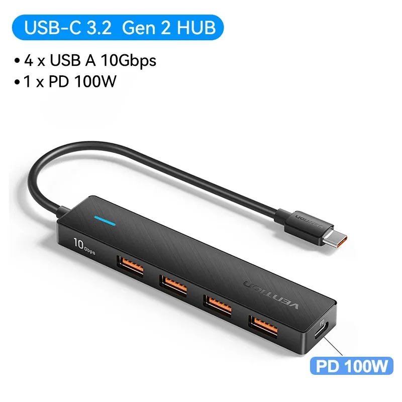 Hub USB 3.2 Gen2 Vention 5 ports, 10 Gbps, USB-A et USB-C, adaptateur multiport pour MacBook, iPad, ordinateur portable et PC de bureau 10
