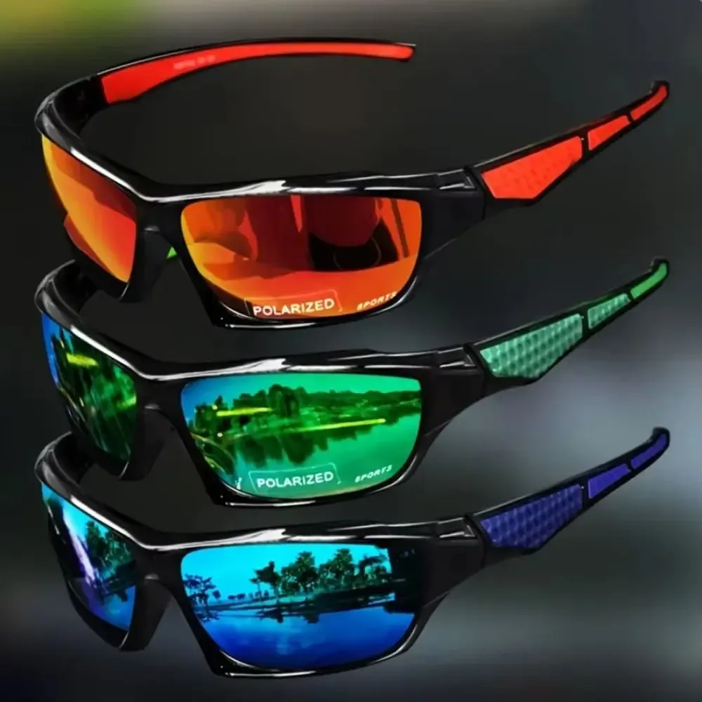 Lunettes de soleil de sport polarisées à monture ronde, protection UV400, mixtes 1