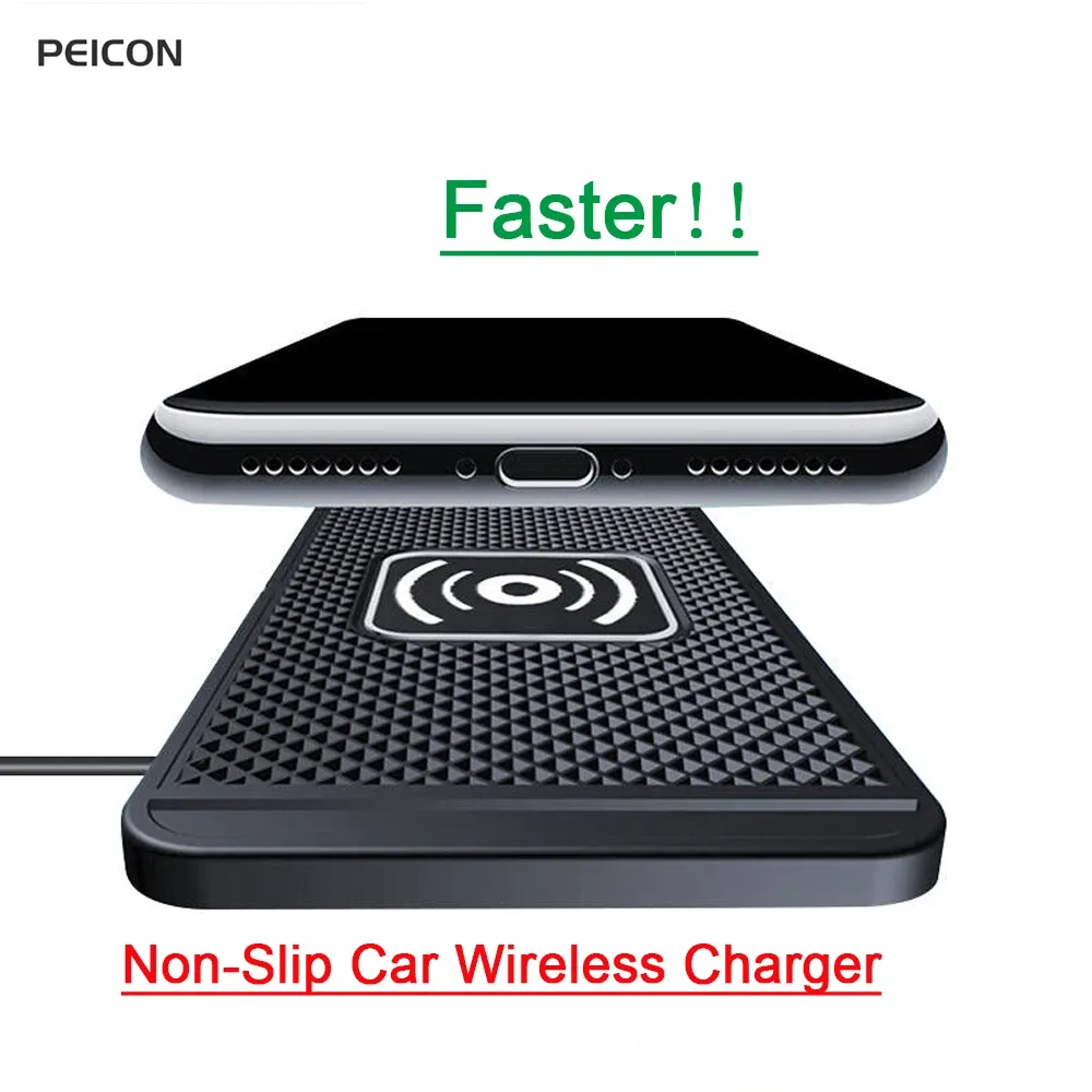 Chargeur sans fil de voiture à charge rapide avec tapis antidérapant en silicone, compatible iPhone 15/14, Xiaomi, Huawei et Samsung S22/S23 1