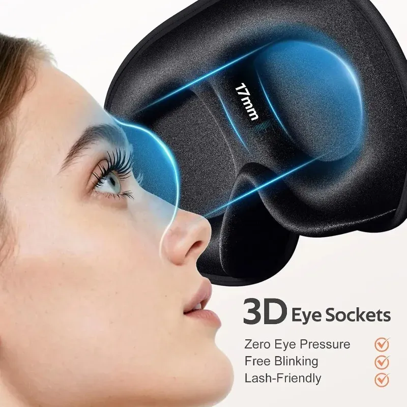 Masque de sommeil 3D profilé (1 à 10 pièces) – Cache-œil concave moulé pour bloquer la lumière – Pour femmes et hommes 3