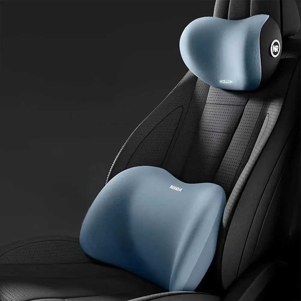 Coussin de siège ergonomique en mousse à mémoire de forme pour voiture, adapté à toutes les saisons, avec coussin lombaire et appui-tête 11