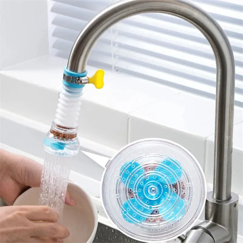 Robinet multifonction pivotant et extensible, rotation du bec