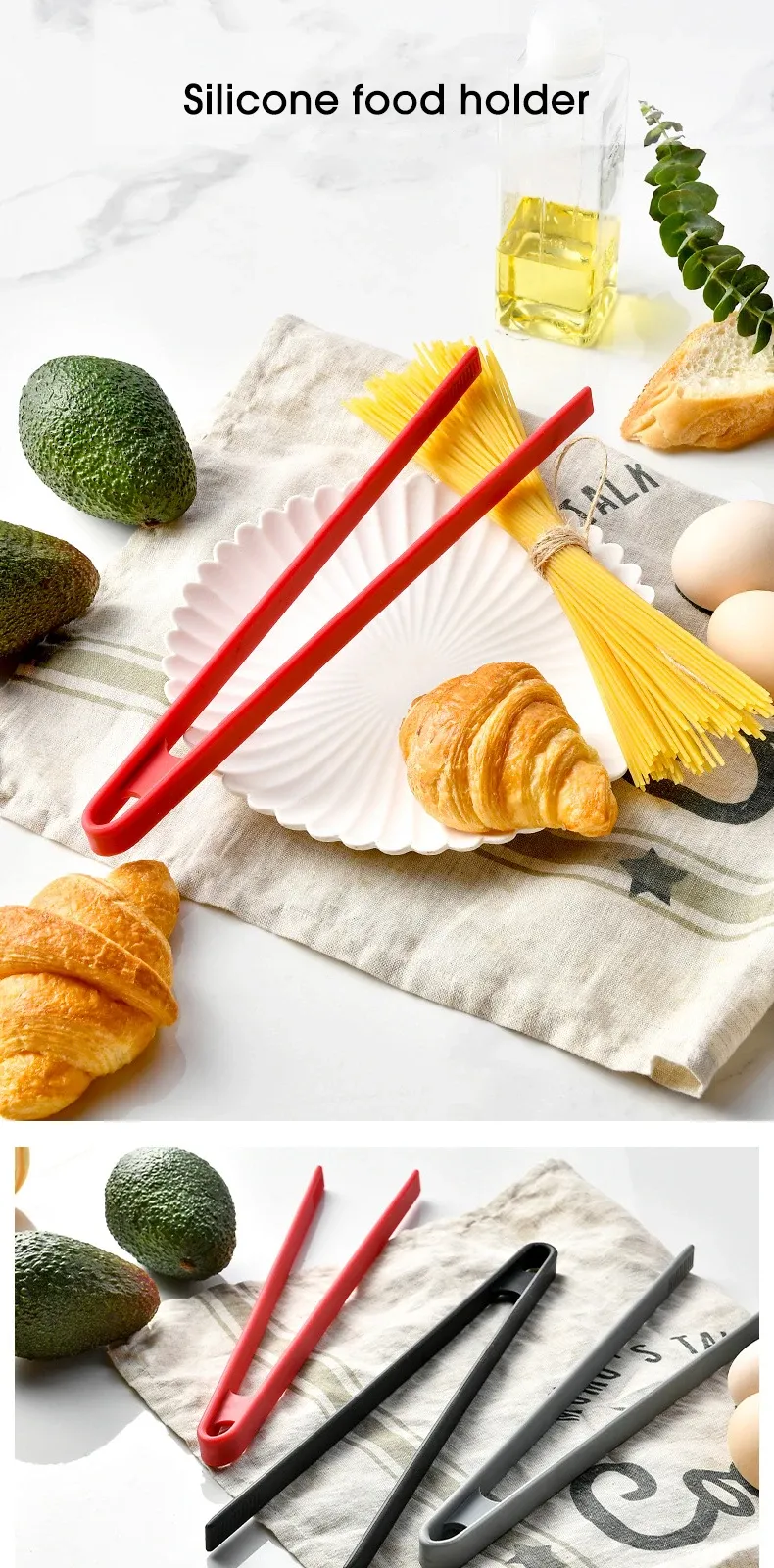Pince à salade en silicone, vue d'ensemble