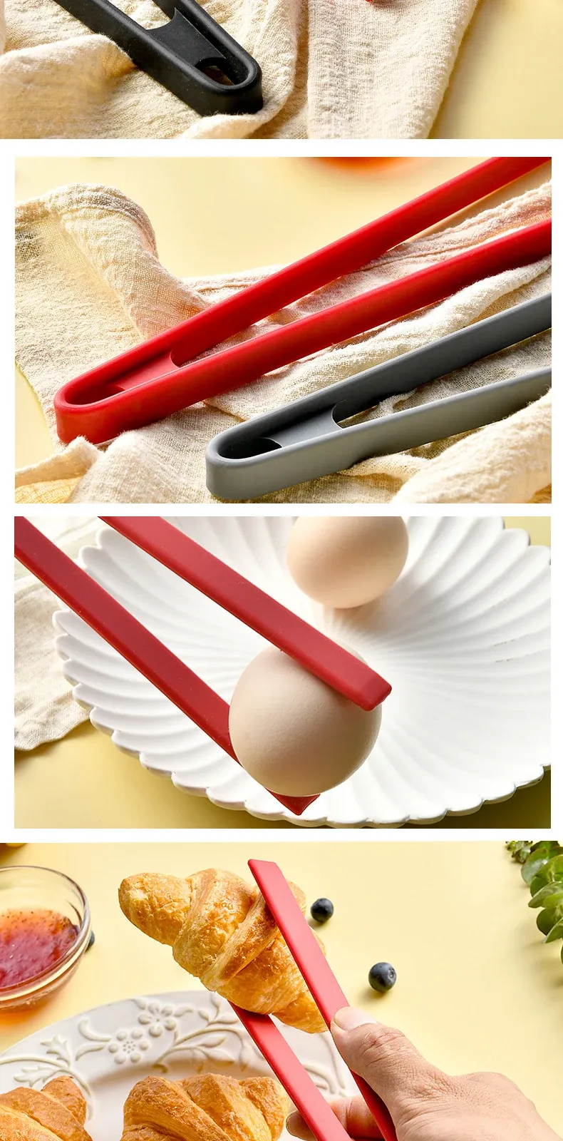 Pince en silicone, finitions soignées