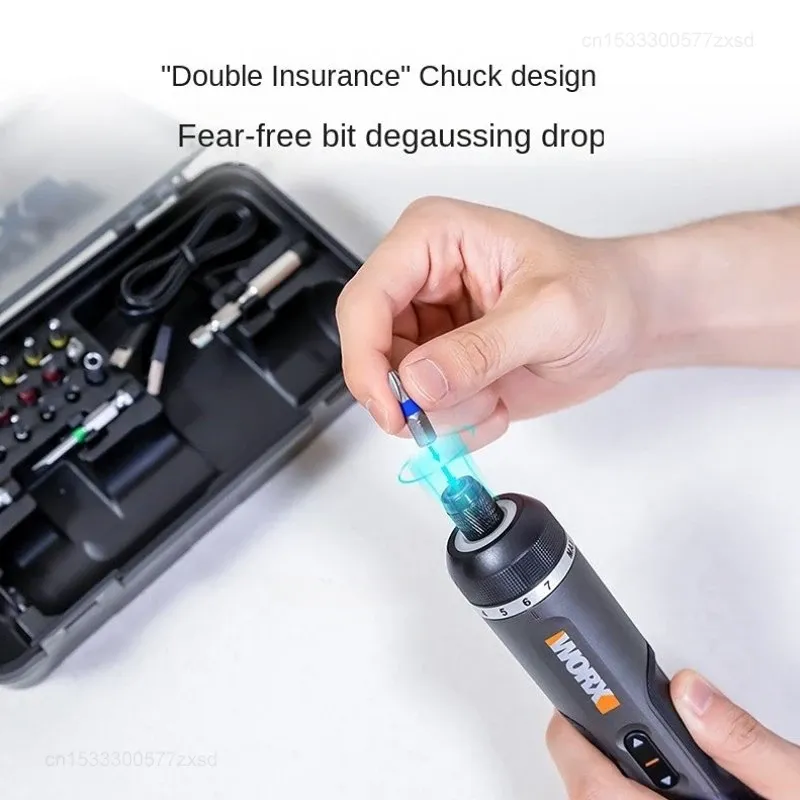 Ensemble de tournevis électrique mini Worx 4V WX242, tournevis électrique sans fil intelligent, rechargeable par USB, jeu de 30 embouts, outil de perçage 3