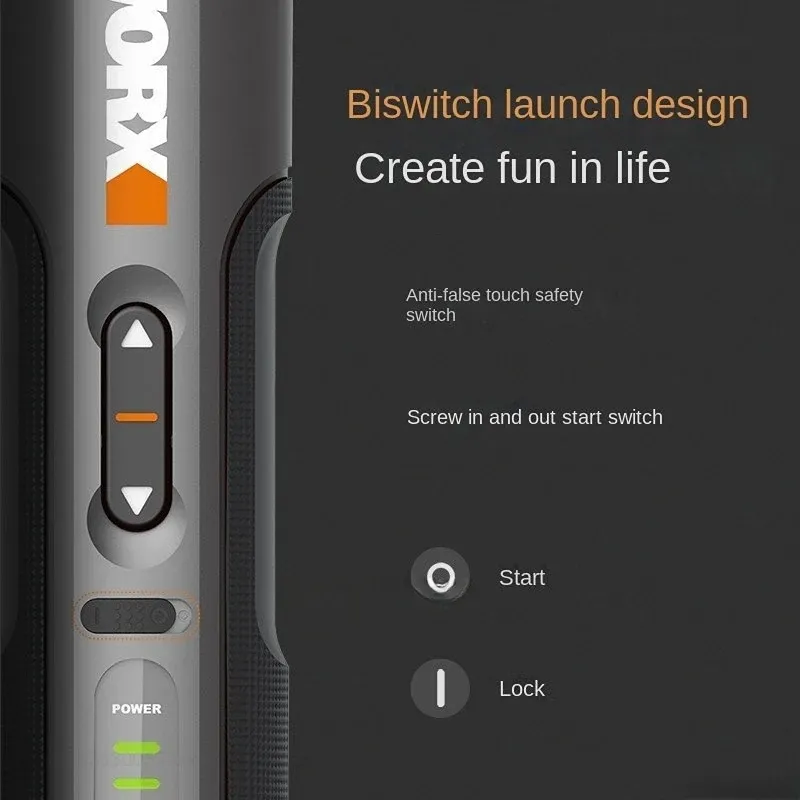 Ensemble de tournevis électrique mini Worx 4V WX242, tournevis électrique sans fil intelligent, rechargeable par USB, jeu de 30 embouts, outil de perçage 5