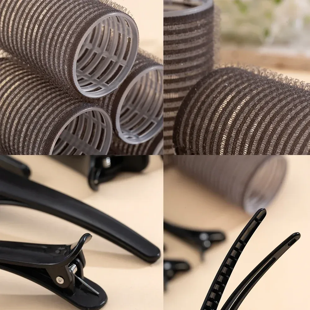 Lot de 24 bigoudis auto-adhésifs sans chaleur pour boucles et volume, avec crochet, outils de coiffure DIY 6