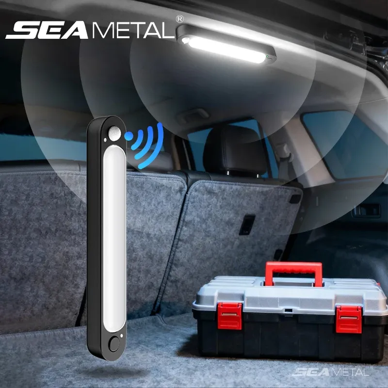 Lampe de coffre automobile SEAMETAL à induction automatique, rechargeable par USB, barre lumineuse à détection magnétique pour plancher, coffre et capot - Image 1