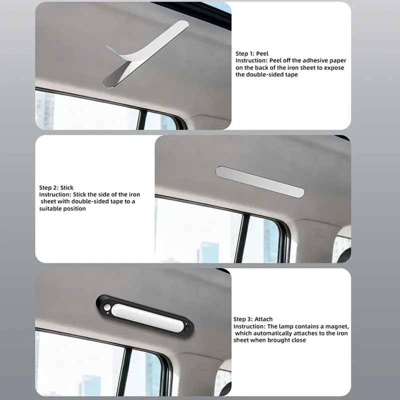 Lampe de coffre automobile SEAMETAL à induction automatique, rechargeable par USB, barre lumineuse à détection magnétique pour plancher, coffre et capot 5