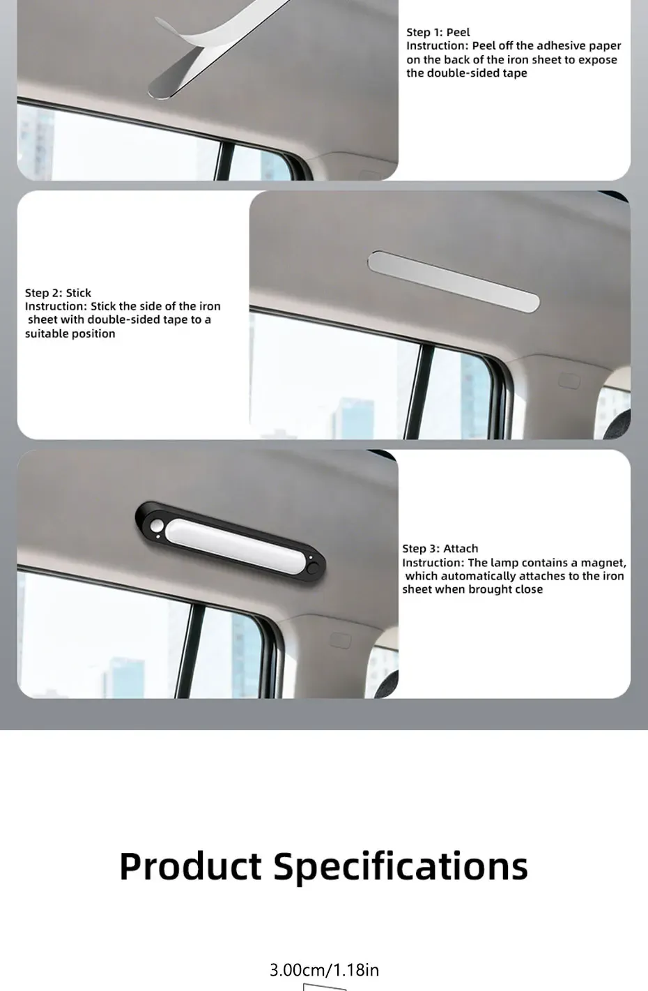 Lampe SEAMETAL, dans l'habitacle