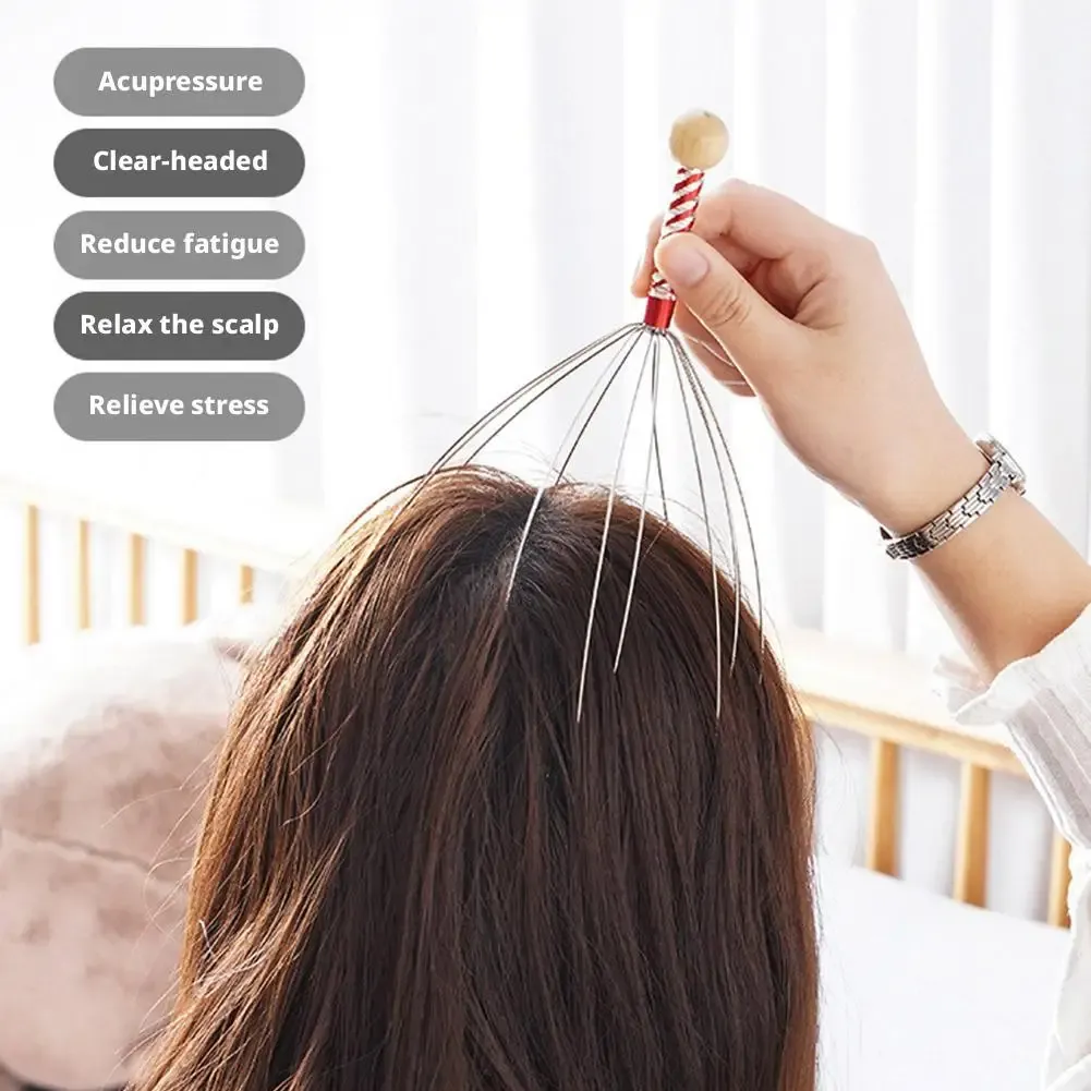 Masseur de cuir chevelu en silicone en situation d'utilisation