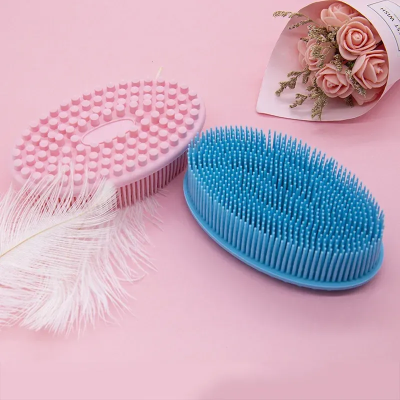 Éponge de bain exfoliante en silicone pour le corps, brosse de massage à sec et de douche