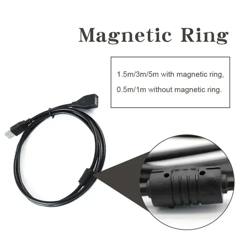 Câble d'extension USB 2.0, 0,6 m, 1 m, 1,5 m, câble de transmission de données haut débit pour projecteur et écran 4