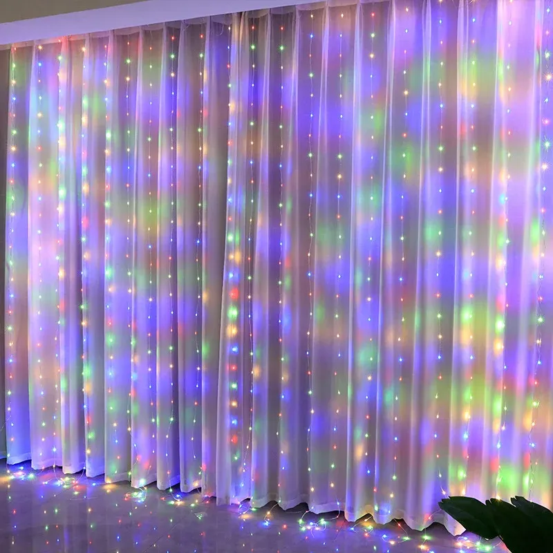 Rideau lumineux LED avec télécommande USB, 8 modes d'éclairage, décoration de Noël 5