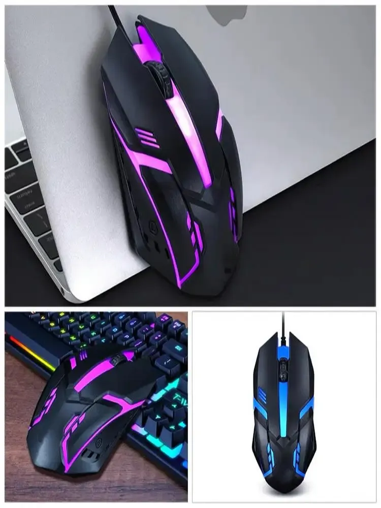 Souris de jeu filaire USB 20251 rétro-éclairée LED, design sport identique M01, compatible PC, ordinateur de bureau et portable 4
