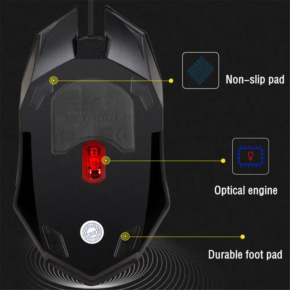 Souris de jeu filaire USB 20251 rétro-éclairée LED, design sport identique M01, compatible PC, ordinateur de bureau et portable 6
