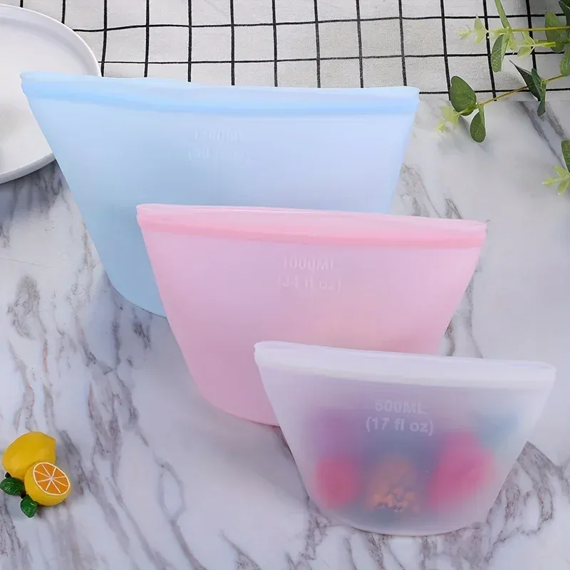 Sacs de conservation en silicone réutilisables, détail