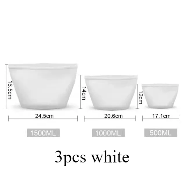 Ensemble de 3 sacs de conservation alimentaire en silicone, réutilisables, avec fermeture zippée et fond debout, étanches 8