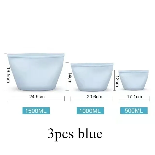 Ensemble de 3 sacs de conservation alimentaire en silicone, réutilisables, avec fermeture zippée et fond debout, étanches 9