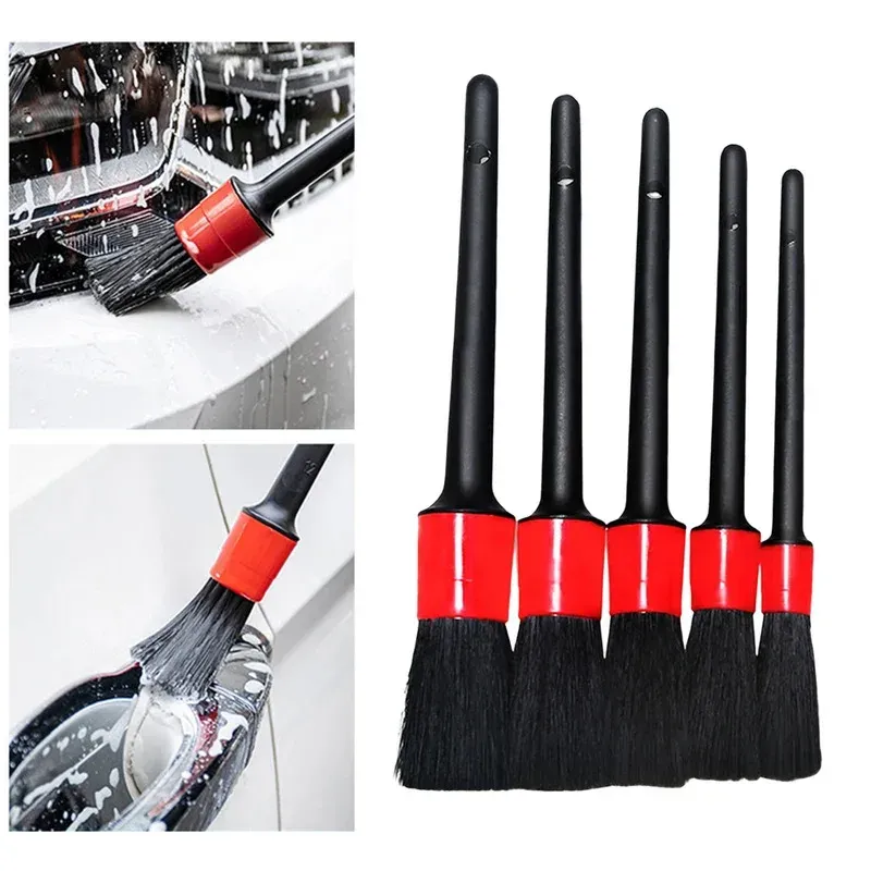 Kit de brosses de nettoyage automobile, 5 pièces, pour intérieur, jantes, roues et grilles d'aération 2